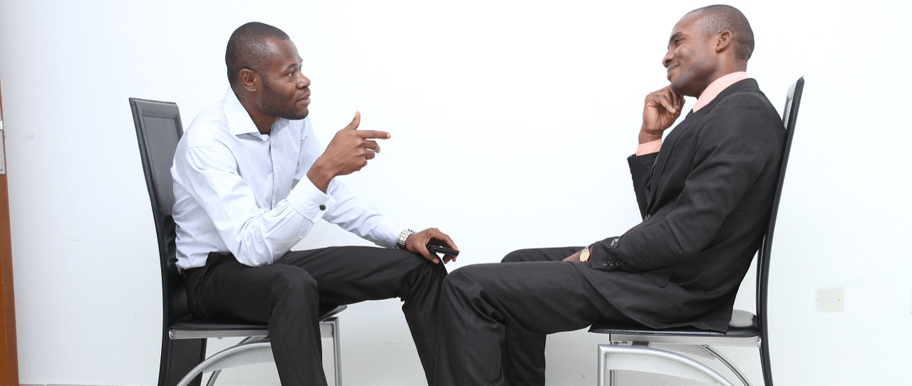 man being interviewed