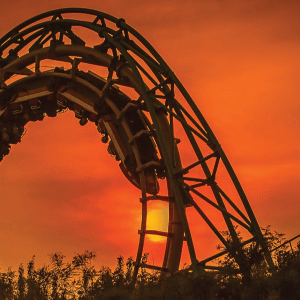 Rollercoaster at sunset