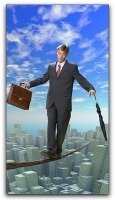 businessman on tightrope
