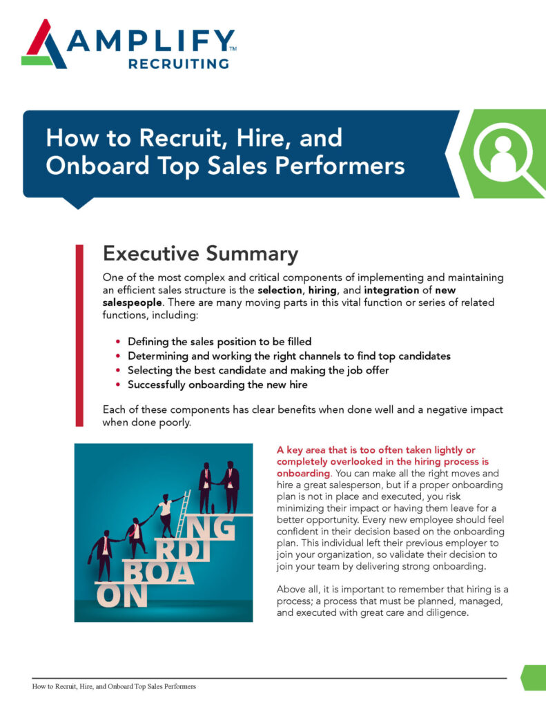 eBook How to Recruit, Hire, and Onboard Top Sales Performers