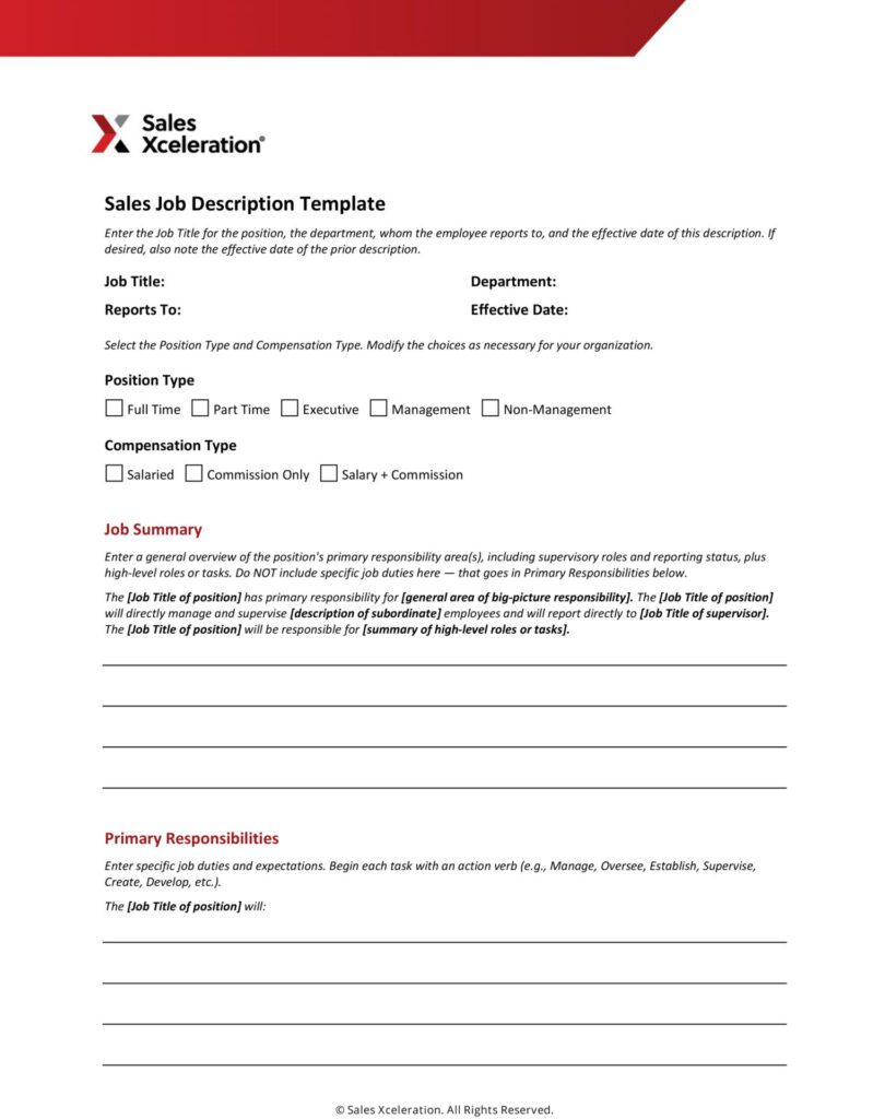 Sales Job Description Template