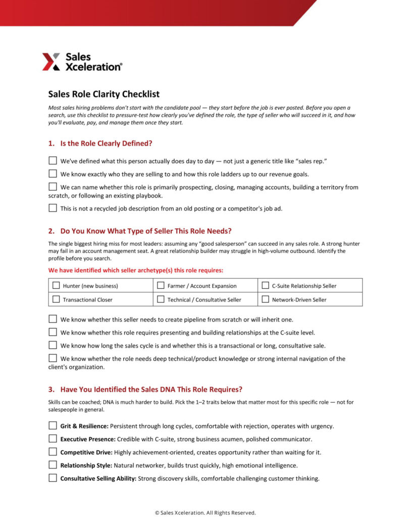 Sales Role Clarity Checklist