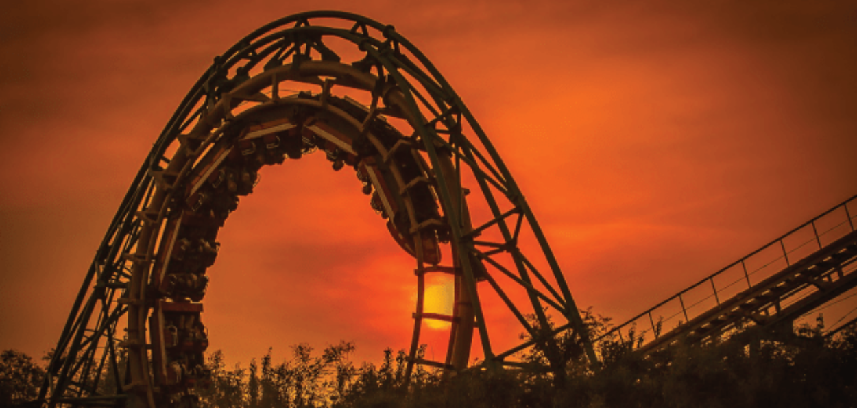 Rollercoaster at sunset